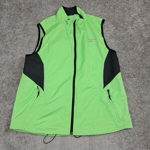 Brooks Mens Shelter Technology Running Vest Neon Green Black Full Zip Size M